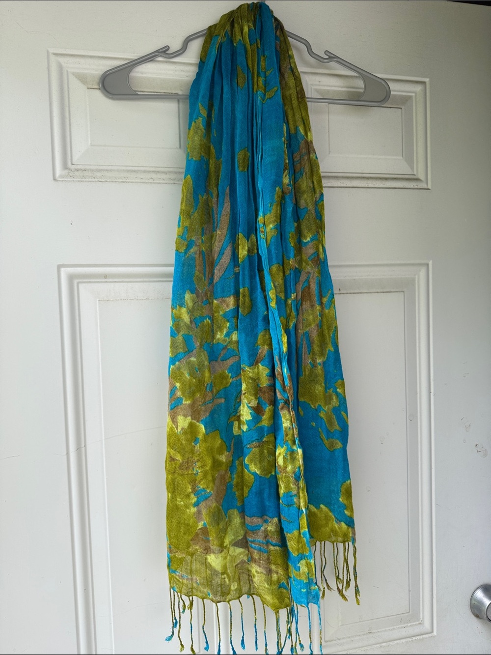 Blue & Olive Floral Lightweight Scarf